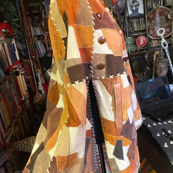 FABULOUS VTG Suede & Leather🍁Patchwork Cape! OS - Picture 5 of 5